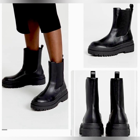 Good American Chelsea
Combat Boots Black Size 8 NIB Pull On Style - Picture 3 of 9